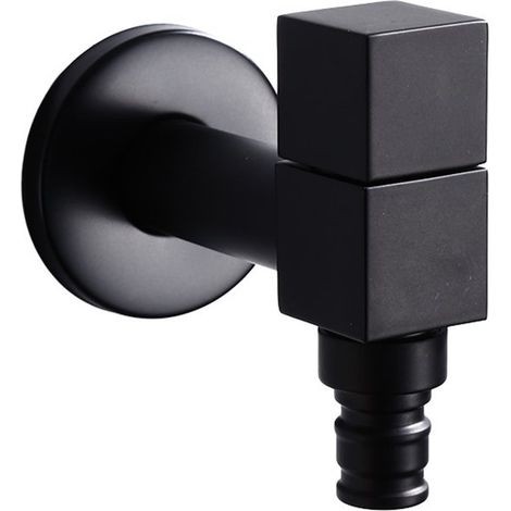 Grifo de jardín negro, grifo de pared cuadrado de latón G1/2 para lavadora, balcón, lavabo, lavamanos de baño, grifo exterior, G1/2 (1/4)