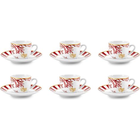 Fade Lagoon set 6 tazze caffè porcellana con piattino 100 ml (1/2)