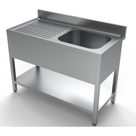 Plonge avec étagère bac à droite 1200x600 - Combisteel (1/4)