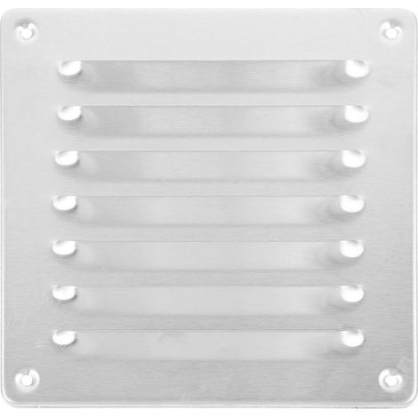 Quadratisches Lüftungsgitter mit Lamellen, Luftrückführungsgitter aus Edelstahl – 15,50 x 15,50 x 0,60 cm – Silber (1/4)