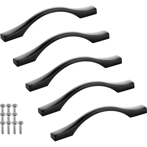 SOTECH Möbelgriff Bügelgriff Blackline XV schwarz matt Schubladengriff Schrankgriff inkl. Schrauben - Bohrlochabstand (BA) 96 mm, 5 Stück (1/4)