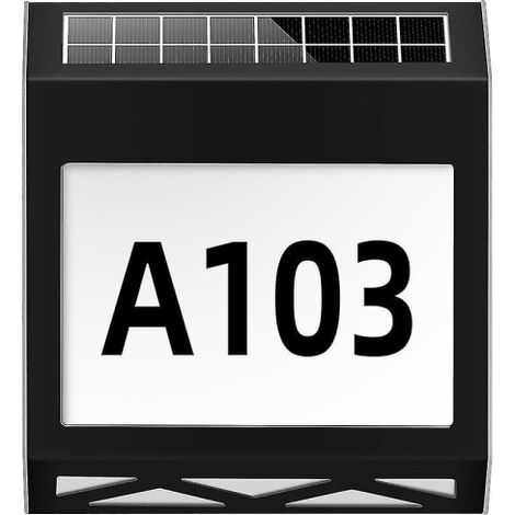 Panneau d'adresse solaire, numéro de maison extérieur lumineux à LED (lumière noire et blanche)-AquaForge