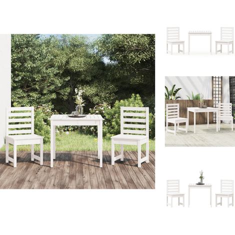 Gartenmöbel-Sets - Living 3-tlg. Garten-Bistro-Set Weiß Massivholz Kiefer (1/5)