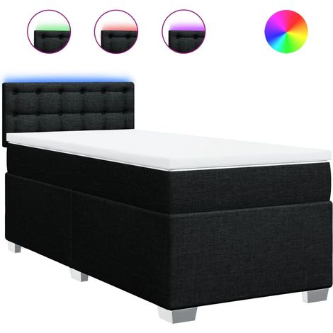 Maison Exclusive - Giroletto a Molle con Materasso Nero 90x200 cm in Tessuto