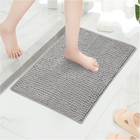 Tapis de Bain antidérapant et Absorbant pour Animal de Compagnie, Doux, épais et Lavable pour Cuisine, entrée, Chambre à Coucher, intérieur et extérieur (Gris, 60 x 90 cm) (1/5)