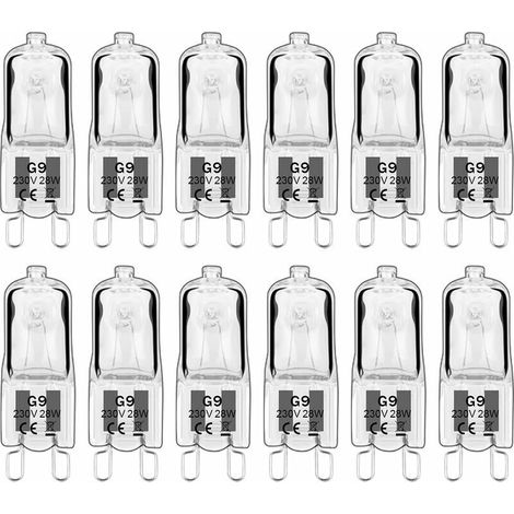 12 pièces G9 Lampes halogènes , ampoules G9 230V 28W 480lm, 2800K blanc chaud, ampoules à capsule dimmable, sans scintillement [Classe énergétique G] (1/5)