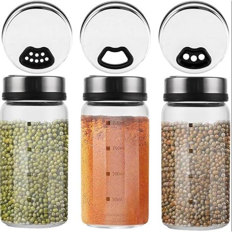 pots à épices avec couvercle tournant, verre borosilicate, salière et poivrière, trous pour cuisine, barbecue en plein air, art culinaire (1/5)