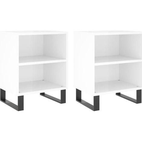 Set di 2 comodini con ripiani 40 x 30 x 50 cm in legno ingegnerizzato bianco e ferro DEC035789