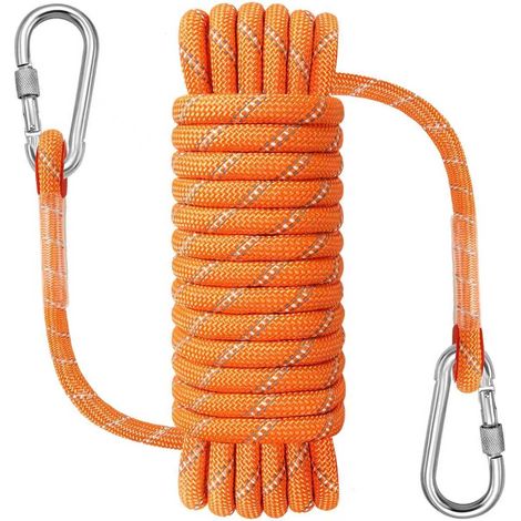 Corde d'escalade, d'ancrage, d'urgence, Suspension, Statique, Nylon pour l'extérieur, Travaux Lourds, Travaux d'arboriculture, Bateaux, Descente en Rappel, Balançoire, 10mm x 10 Mètre Orange (1/5)