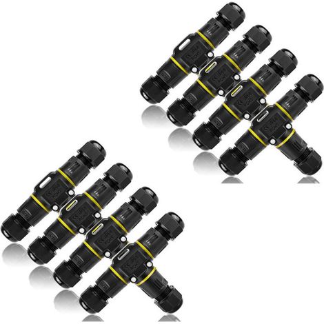 Connettore a T impermeabile, 8 connettori per cavi impermeabili IP68, scatola di giunzione a 3 vie, per cavi da 3 a 12 mm di diametro, OUYLAF