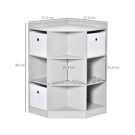 MEUBLIV Libreria angolare per bambini grigia 57,4 x 57,4 x 94 cm con 3 contenitori (1/5)