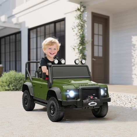 Macchina elettrica per bambini, alimentata a batteria da 12V, con telecomando, funzione musicale, clacson, luci a LED, colore verde. (1/5)