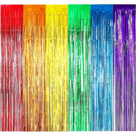 2 Pièces Rideau Métallique, Frange Scintillante, Aluminium, 1x2.5m, Décoration Fête Mariage (1/5)