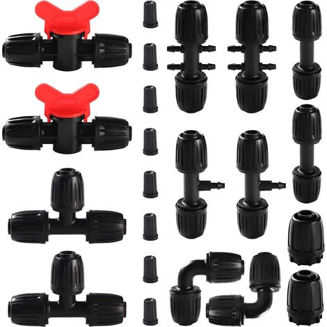 22 Pièces - Raccords D'Irrigation - Connecteur De Tuyau - Pour Système Goutte À Goutte Et Jardin - Noir - 13x16mm À 4x7mm (1/5)