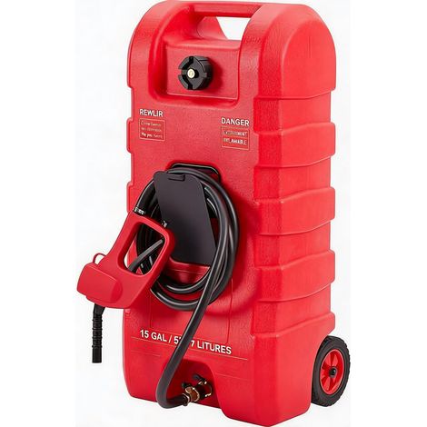 Bidon Essence 57L-Pompe Manuelle - Roues -Tuyau 3m -41×34.5×88cm (1/5)