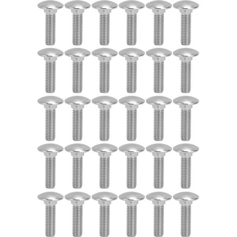 Boulon à vis M8x1.25 A2, 30 pièces, tasse carrée en acier inoxydable, boulons de chariot à filetage grossier DIN603M8x30 (1/5)