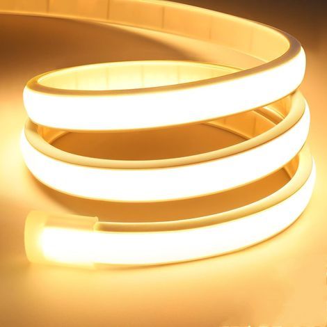 Ruban LED COB, Blanc chaud 3M Bandeau Led, 3000K, Largeur 10mm, Dimmable, Silicone, Découpable, IP65 étanche, Flexible, 24V Néon Strip pour Décoration maison, Cuisine, Chambre [Classe énergétique C] (1/4)