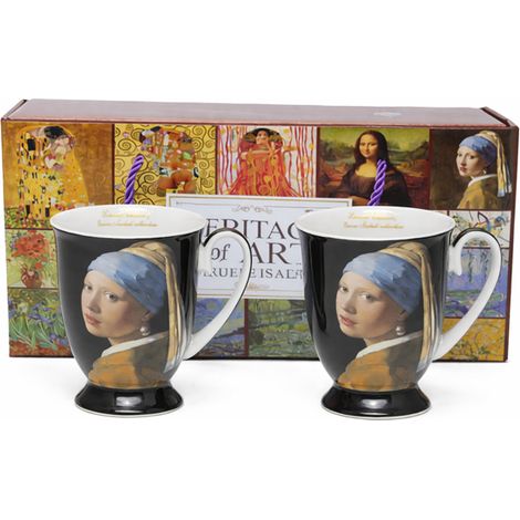 Tazze in porcellana 2x Vermeer "Ragazza con l'orecchino di perla" 300 ml lusso (1/5)