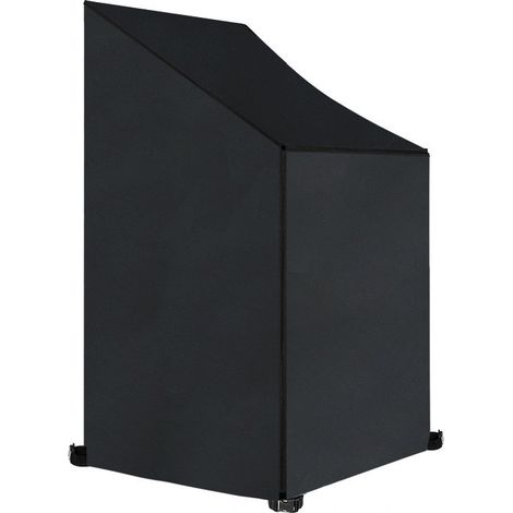 Stapelbare Gartenstuhl-Abdeckung 6575120/85CM, 420D Oxford wasserdichte Schutzplane Gartenstuhl-Abdeckung, Nero