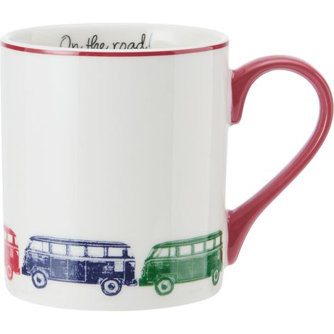 Mikasa Taza moderna de porcelana, 280 ml, diseño de furgoneta camper, decoración del hogar