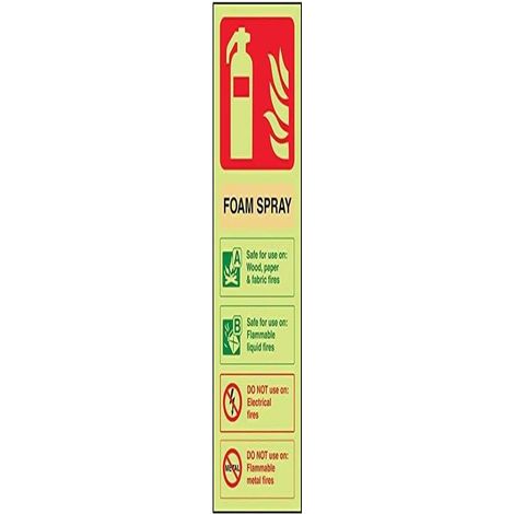 Extincteur Panneau d'identification, mousse, Spray, Glow in the Dark 1 mm en plastique, Portrait, 100 mm x 280 mm, beige/noir/vert/rouge (1/3)