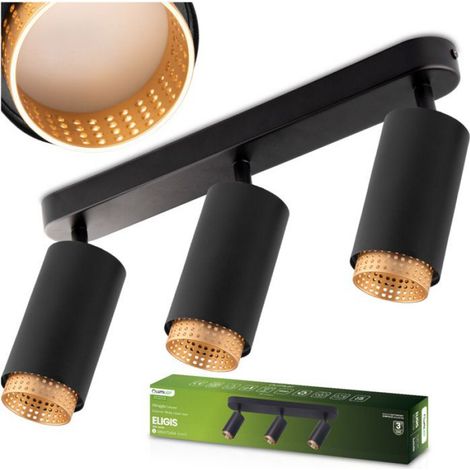 Plafonnier Spot - 3 Tubes GU10 - Pour Intérieur Moderne - Finition Noir - Structure Métallique - 1 Pièce (1/5)