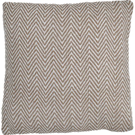 Coussin carré 40 x 40 cm coton brodé de motifs chevrons beige - GLINT (1/5)