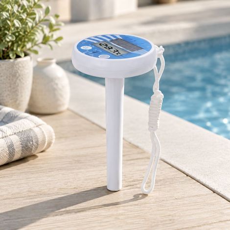 Thermomètre Piscine Numérique Solaire 0°C-50°C Plastique 14x8cm Piscine Spa Bassin Extérieur Particulier (1/5)