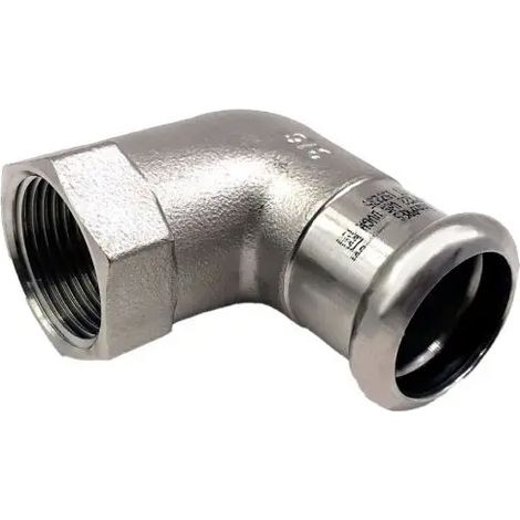 Raccordo curvo 90° a pressare in acciaio inox femmina femmina serie inoxpres uniko 1"x ø28 FRABO