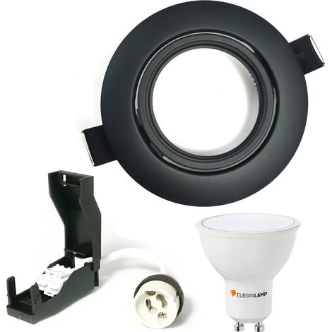 Kit complet Spot encastrable orientable Noir Matt avec GU10 LED