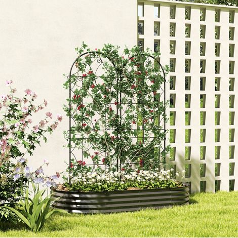 Juego de 2 soportes para plantas trepadoras (50x150 cm), soporte decorativo, metal negro (1/5)
