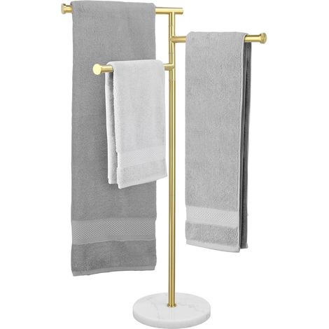 Handtuchhalter Bad Edelstahl Marmor Gold 3-Arm Gebürstet Gold (1/5)