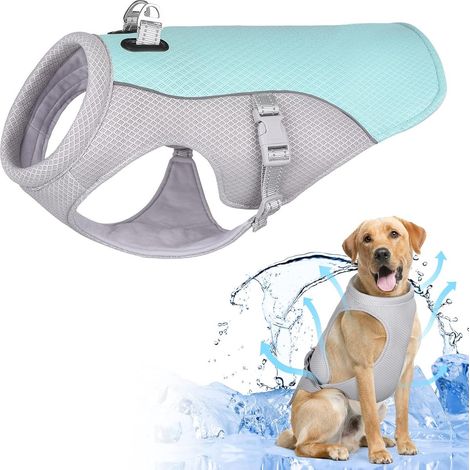 Kühlweste für Hunde (Blau, XXXL) - Kühljacke für Hunde - Kühlweste für Hunde - Hundekühlung - Kühlweste - Mit verstellbarem D-Ring - Atmungsaktiv (1/4)