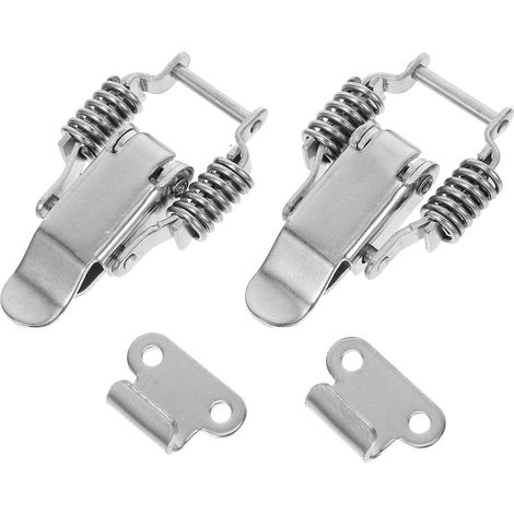 Loquet à Ressort Double en Acier Inoxydable 201 Petit, Lot de 2 Paires, Verrou à Bascule pour Boîtes à Outils et Valises, Quincaillerie de Verrouillage sans Trou, Usage Bricolage (1/5)