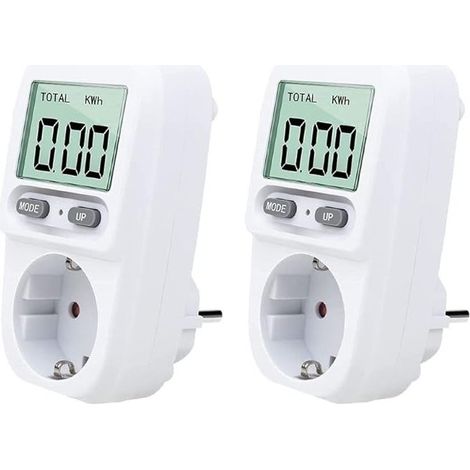 2PC Plug-in Wattmeter, Smart Portable Power Meter with LCD Display, Overload Protection, 3680W Maximum Power, for Home Use (1/5)