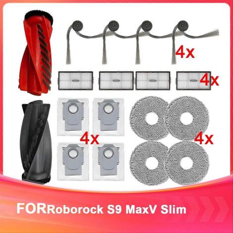 Accessoires pour Roborock S9 MaxV Slim : brosse principale latérale de rechange, filtre HEPA, lingettes de nettoyage, sac à poussière, etc. (1/5)