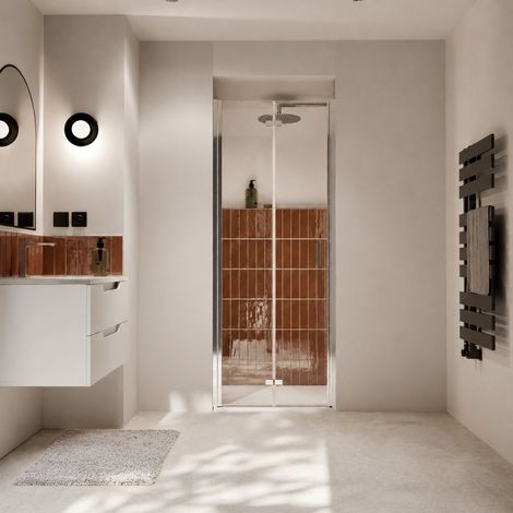 Puerta de ducha pivotante plegable con bisagras 80×195cm - Perfil cromado (1/5)