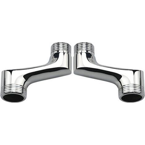 set of 2, shower elbow fitting – chrome-plated brass – silver – (59 mm wide) (1/5)