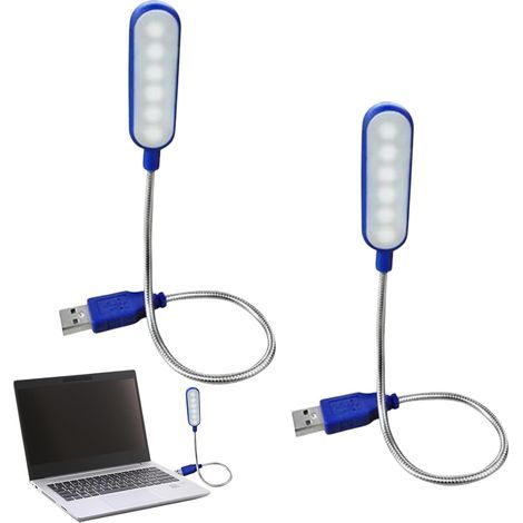 Lampe USB Flexible, Lampe Ordinateur Portable, 2 Pièces Mini Lumières USB Pour Clavier, LED Pour PC Portable, Pour PC, Ordinateur, Batterie Externe, Éclairage D'intérieur (Bleu) (1/5)