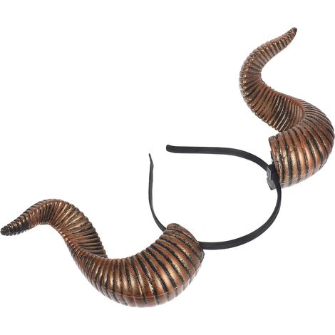 Removable Ram's Horn Headband, PU Leather, Gothic Halloween Headband (1/5)