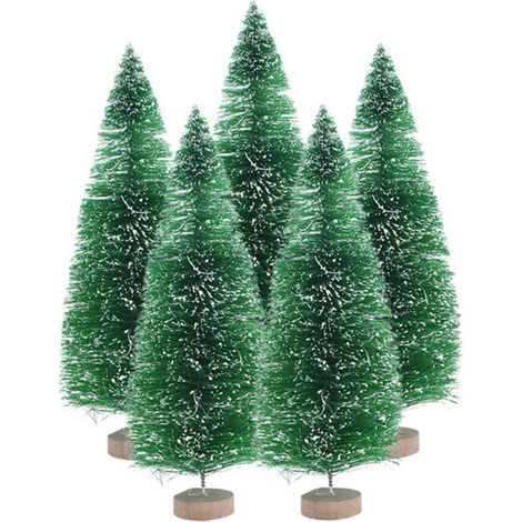 Jeffergarden Sapins de Noël miniatures en sisal et sapins de pin (5 pièces) [Vert gazon, 8,5 cm] (1/4)