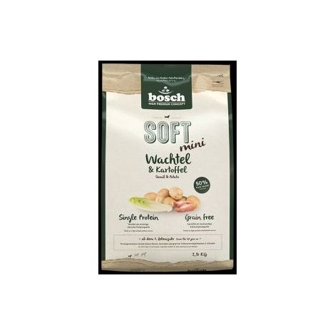 Bosch Hundetrockenfutter Adult Soft Mini 2,5 kg Wachtel & Kartoffel Trockenfutter Hunde