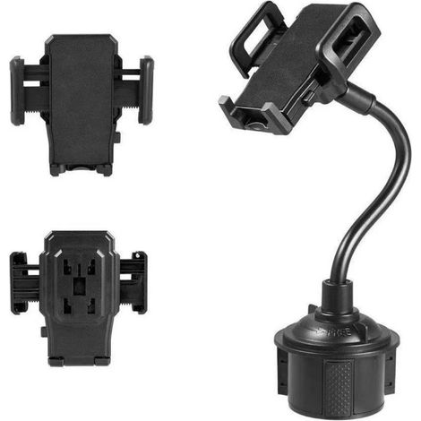 Soporte Para Teléfono - Soporte Para Tablet - Soporte Rotatorio 360° Para Copa De Coche - Negro - 1 Unidad (1/5)