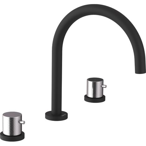 Sapho Ultrasan - Mélangeur lavabo, montage 3 trous, noir mat/chrome UT017VBC (1/2)
