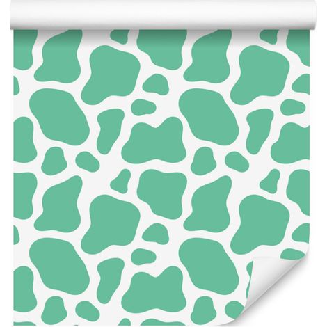 Papier peint à motifs de vaches, vert d'eau, menthe et blanc, pour salon et chambre, 50 x 1000 cm (1/5)