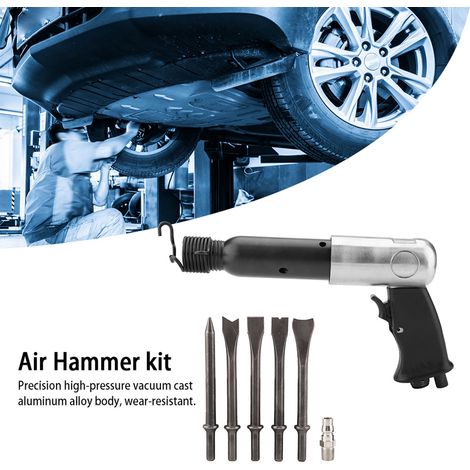 Marteau-piqueur pneumatique 250mm pour compresseur d'air, kit d'outils avec burins, perforateur robuste, usage professionnel, ensemble complet. (1/5)