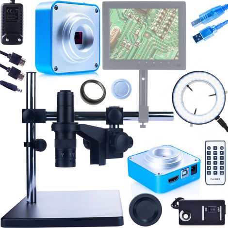 Microscopio digital Rosfix con brazo ajustable Earth Pro MCEP-0.5X-PZRR + Iluminador ajustable para microscopio Rosfix 56xLED + C谩mara para microscopio Scorpius PRO
