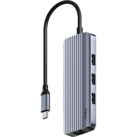 Cudy UH606 hub de interfaz USB 3.2 Gen 1 (3.1 Gen 1) Type-C 5000 Mbit/s Gris, Plata