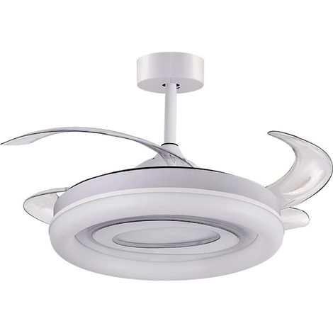 Ventilador DC TEBE blanco, 4 aspas retráctiles, 130W LED 300040006000K, Al.35xD.108/50cm (1/3)