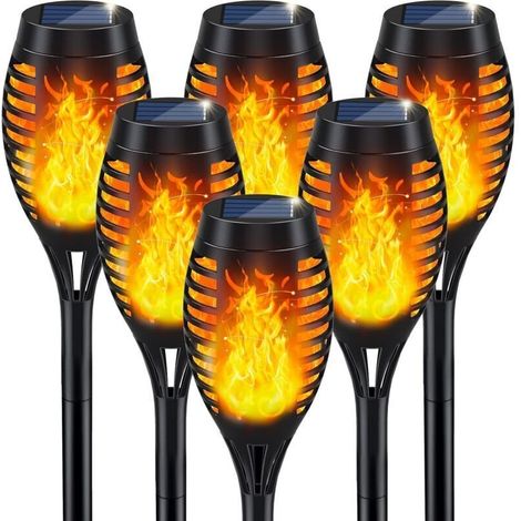 Lampe Solaire Exterieur, 6Pack Torche Solaire Exterieur Jardin , pour Decoration Jardin Exterieur Eclairage